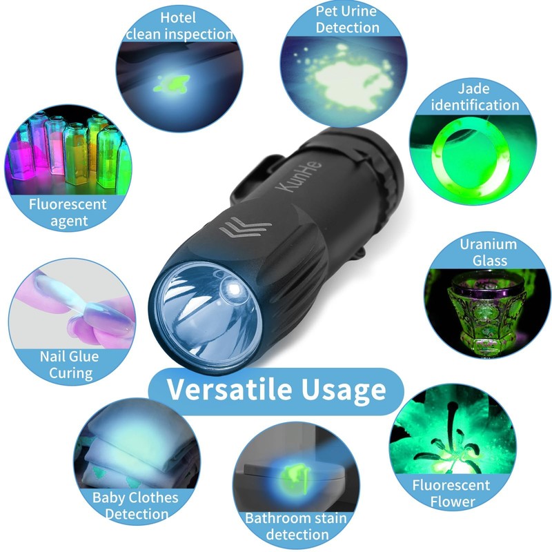 KunHe 40 Pack 365nm UV Flashlight Mini Rechargeable UV Light