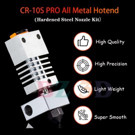 BZ 3D CR-10S PRO All Metal Hotend Upgrade Kit,Titanium Alloy Heatbreak,MK8 Hardened Steel Nozzle 0.4mm for CR-10S PRO,CR-10S Pro V2,CR-10 Max,Ender 3 Neo,Ender 3 V2 Neo 3D Printer Hotend.