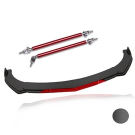 KEEPDSGN Front Splitter Lip, Front Bumper Lip, Universal Lip Protector Adjustable Body Kits Red Lip Splitter - Sharp Carbon Fiber,with Adjustable 8"-11" Support Rod(Red)