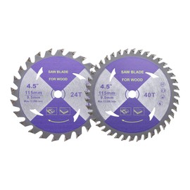 Kozelo 2pcs Circular Saw Blade Set - [4-1/2 Inch x 24/40 Teeth x 3/8 Inch Arbor] Tungsten Carbide Tipped Table Miter Saw Blades for Wood Aluminum Soft Metal Use | Purple Silver Tone
