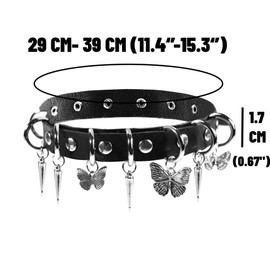 JJDreams Choker Gothic Star Collar Women's Butterfly Choker Leather Black Emo Jewellery, Faux Leather