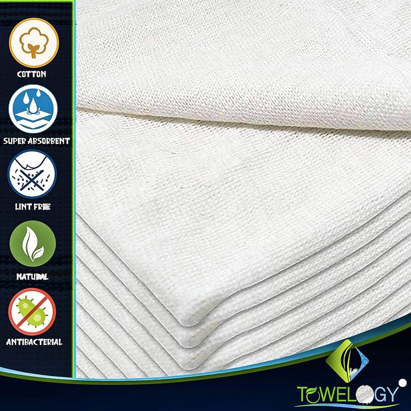 Towelogy® Pack Of 3 White Cotton Dish Cloths Extra Large
