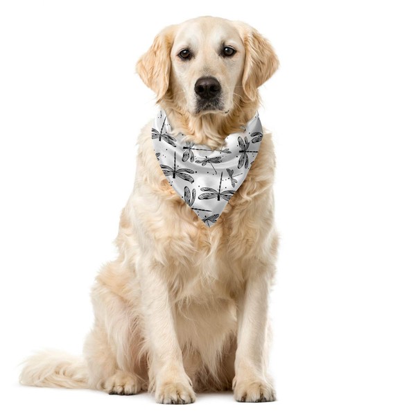 Ambesonne Dragonfly Bandana Collar, Flea Butterfly Motifs, 16" X 16",