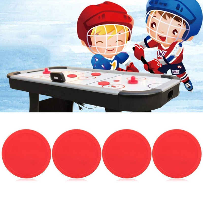 4PCS Air Hockey Pucks, Red Plastic Hockey Pucks Replacement Accessories
