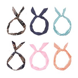 Ruihfas 6Pcs Fashion Twist Bow Wire Headbands Head Wrap Bunny Rabbit Ears Wired Hairbands Hair Holder Hair Accessories for Women and Girls