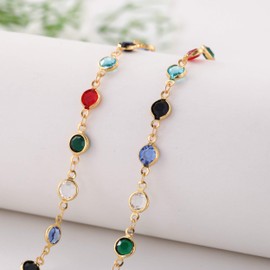 TEAMER Fashion Colorful Eyeglass Chain Sunglass Strap Eyeglass Holder Crystal Statement Beaded Reading Bohemian Glass Strap for Women Girls (Gold with Black Rubber)