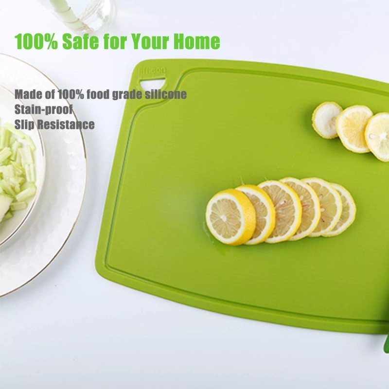 liflicon Silicone Thick Cutting Boards Mats Set of 3 Foldable