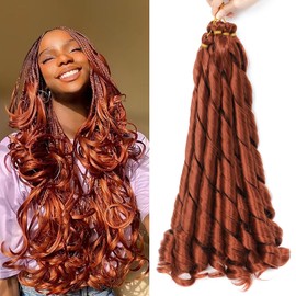 CAZSYSDD French Curly Braiding Hair for Box Braids 22 inch Loose Wave Braiding Hair Pre Stretched Bouncy Braiding Hair Crochet Hair Spiral Curl Synthetic Hair Extensions for Women (350#, 22 Inch)