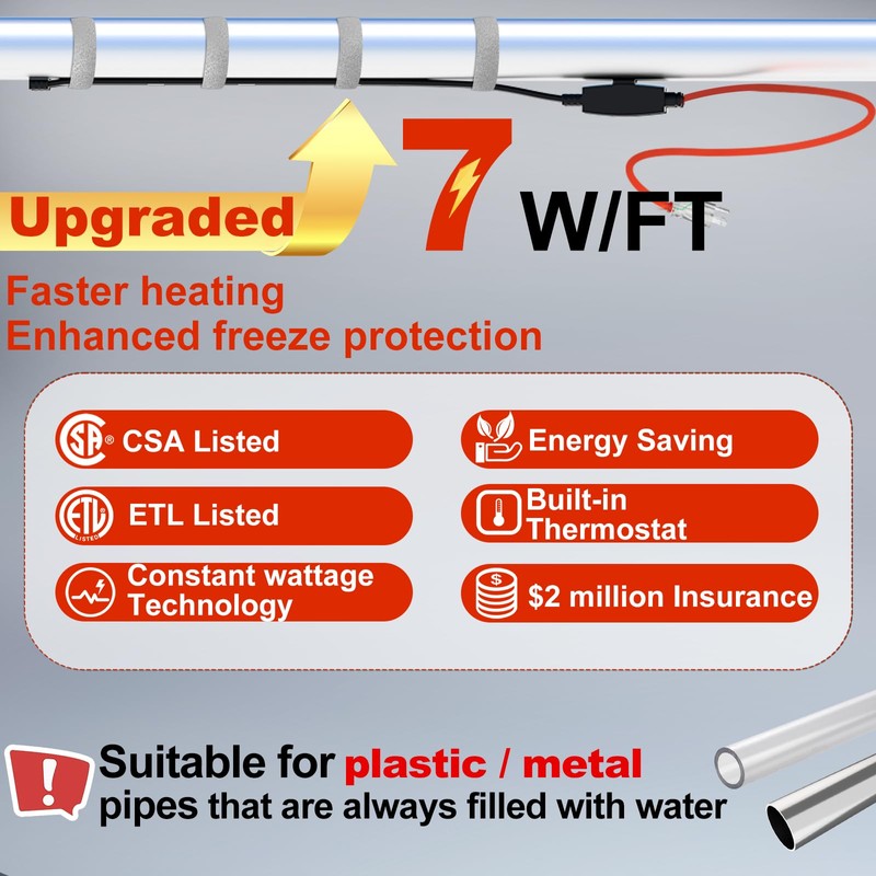 HEATIT Heat Tape Electric Heating Cable Automatic Heat Tape Pipe