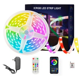100 ft(2 Rolls of 50ft) IC+RGB,Led Lights for Bedroom,Music Sync Color Changing,Led Strip Lights,with Remote App Control Led Strip,Led Lights for Room Home Kitchen Decor Party