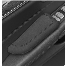Car Elbow pad Memory Foam Rest pad Door armrest pad Center Console Knee arm pad Itlian Turn Fur Universal armrestarm pad car Knee Cushion pad Thigh Support Comfort Pillow (black line left)