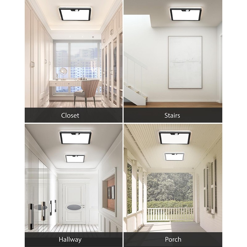 Annaror 12in Motion Sensor Ceiling Light Wired, 3000K 4000K 5000K