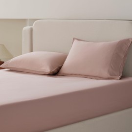 Double Stitch by Bedsure Pillowcases Standard Size Set of 2, Cotton Tencel Lyocell Pillow Cases, Cooling and Breathable, Envelope Closure Pillow Cases for Hot Sleepers, 20" x 26", Dusty Mauve