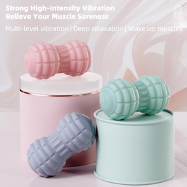 JIEJUNJIE Vibrating Peanut Massage Ball, Double Lacrosse Massage Ball, Deep Tissue Massage Roller Mobility Ball for Trigger Point Massage - Myofascial Release Muscle Relaxer Massage Tool (Green)