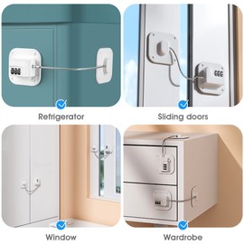 Yosemy Child Safety Cabinet Lock Fridge Lock with Digital Password No Drilling 1 Piece Fridge Lock for Drawers Cupboards Fridge Drawer (White)