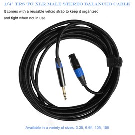 JOMLEY Female XLR to 1/4'' TRS Cable, 6.35mm TRS to XLR Female Microphone Cable, Nylon Braid 3-Pin XLR Female to 6.35mm Stereo Jack Balanced Interconnect Microphone Cable - 1m