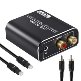 DAC Digital (Optical & Coaxial) to Analog (RCA) Digital to Analog Audio Converter Converter Optical Digital Analog Audio Converter High Performance 192kHz 3.5mm Mini Jack Output Aluminum Alloy Housing