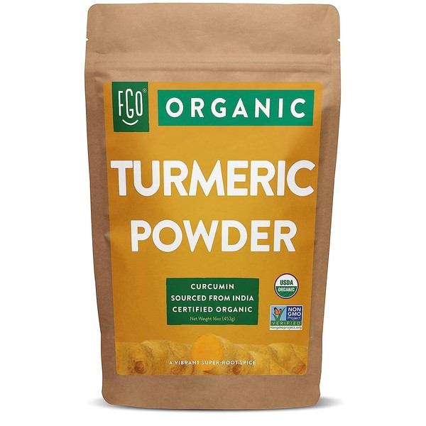 FGO Organic Turmeric Powder w/Curcumin, 100% Raw from India, 32oz (Pack of 1)
