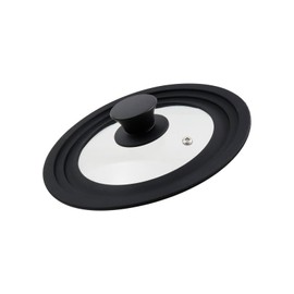 LC LICTOP Silicone Rim Universal Tempered Glass Lid Cookware Cover Replacement with Black Silicone Knob for 6.5"-7"-8" Pot or Pan (Black Round Knob)