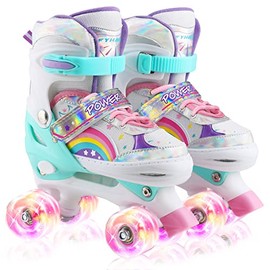 GirlsÂ RollerÂ SkatesÂ forÂ KidsÂ ChildÂ ToddlerÂ Beginners,Â AdjustableÂ 4Â SizesÂ RollerÂ SkatesÂ forÂ AdultÂ andÂ YouthÂ withÂ AllÂ LightÂ UpÂ Wheels,Â PatinesÂ paraÂ niÃ±asÂ forÂ OutdoorÂ IndoorÂ Sports, Medium