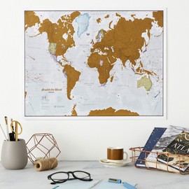 Maps International Scratch Off Map of the World Poster + USA Scratch Print - 17(h) x 22(w) inches, Scratch USA Map - 11(h) x 17(w) inches