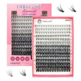 Fabuluxe 280 Pcs D Curl Cluster Lashes - Soft Lash Clusters, Lightweight Individual Eyelashes, Easy to Apply Individual DIY Eyelash Clusters - Combine and Create your Own Cluster Lashes (Yass Queen)