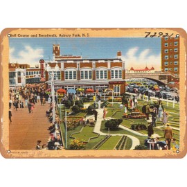 7 x 10 METAL SIGN - New Jersey Postcard - Golf course and boardwalk, Asbury Park, N. J. 1 - Vintage Rusty Look