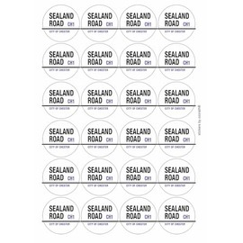 Sealand Road CH1 Chester Road Sign Circular Matt Paper Stickers A4 Sheet of 24 (Each Sticker is 45mm Diameter)