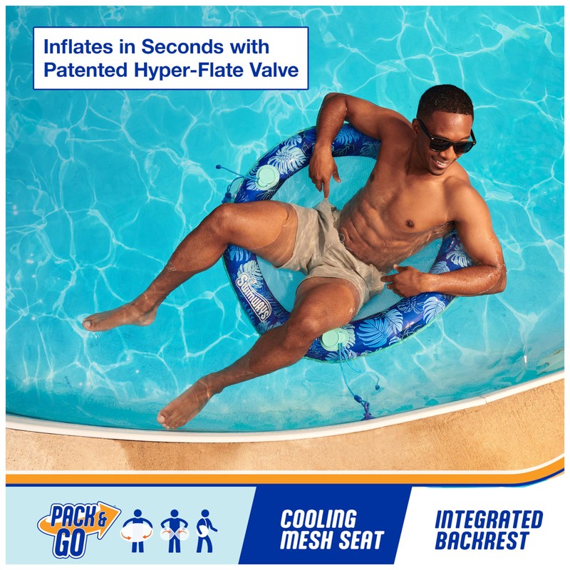 Swimways Elite Spring Float Papasan Pool Lounger, Inflatable Pool Floats