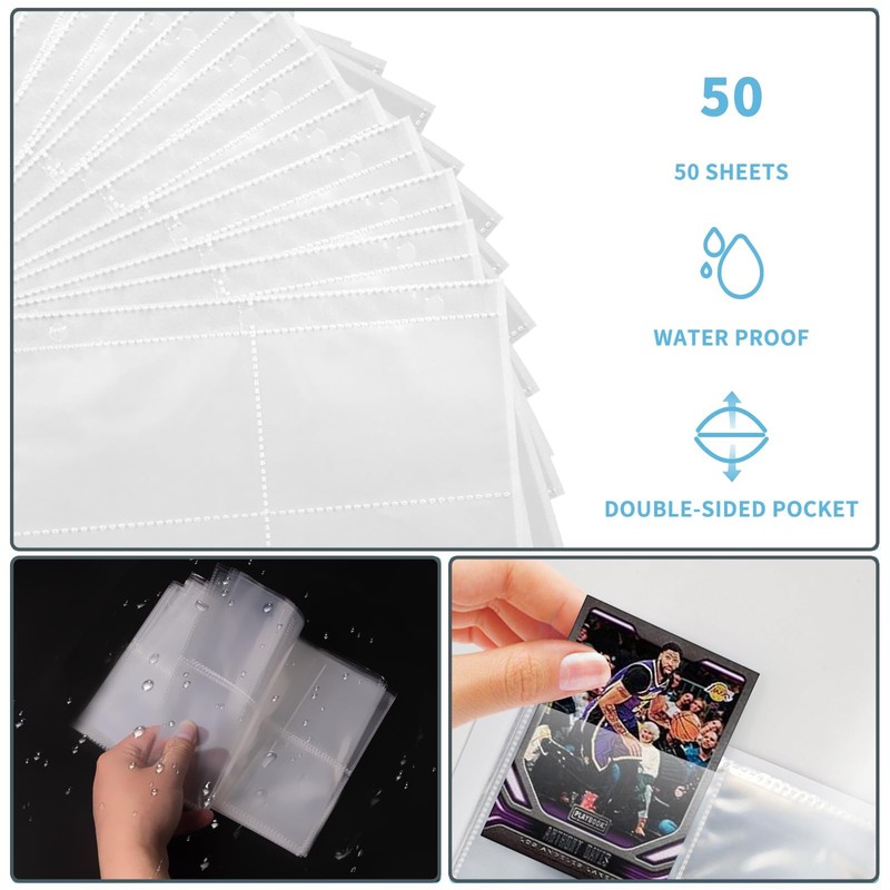 Football Card Holder,r 4 Pockets - 100 Pages Holding 400