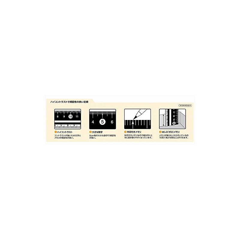 Raymei Fujii APJ188W Ruler, Easy to Read Black and White