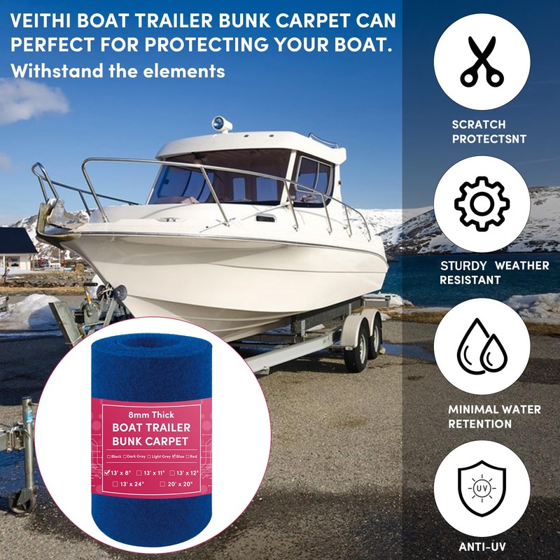 VEITHI Boat Trailer Bunk Carpet Blue 11 inch x 13