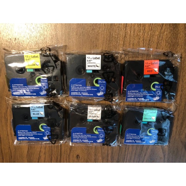 Label KINGDOM Compatible P-touch 6 PACK Colored Labels