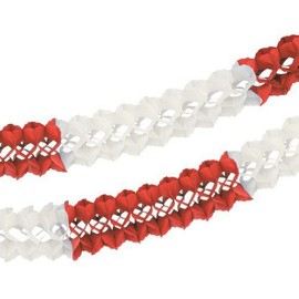 Papstar Garland Wider Area, Red / White, 16 Cm, 10 M