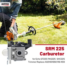 NIMTEK SRM 225 Carburetor with Air Filter Cover Cleaner Case Tune Up Kit for Echo SRM-225 GT225 PAS225 PE225 SHC225 PPF225 GT225 Trimmer Weedeater Replace A021001692 RB-K93