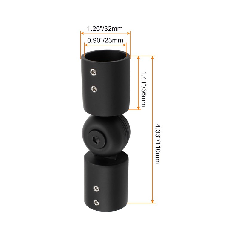 Jiozermi 2 Packs Heavy Duty Curtain Rods Connector, Black Adjustable