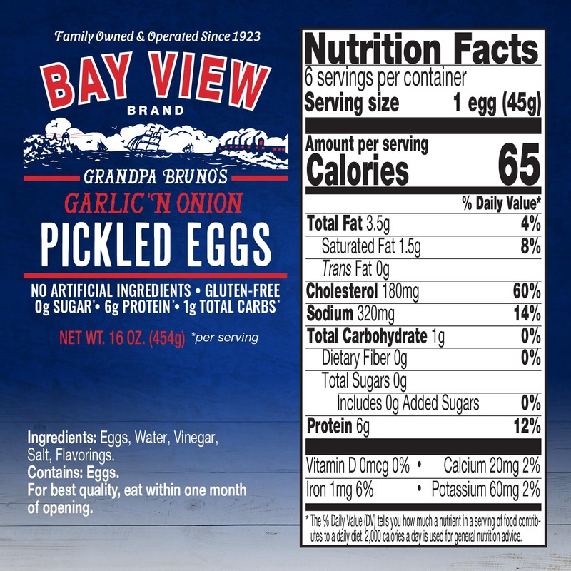 Bay View Pickled Eggs, No Artificial Ingredients, Gluten Free, 0g