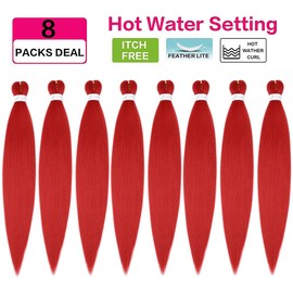 Red Braiding Hair Pre Stretched 30 Inch 8 Packs Long Braids Hair Extensions Synthetic Hair For Braiding Crochet Twist Braids