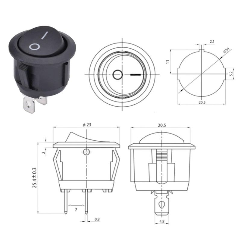 Toggle Switch 12 V Switch, Rocker Switch On/Off Lockable with