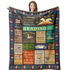 Amonee-YL Book Lovers Gifts, Gifts For Readers, Reading Blanket 50"X60", Bookish Gifts, Book Gifts, Book Club Gifts, Book Reader Gifts, Librarian/Bookworm/Literary Gifts For Book Lovers, Reading Gifts