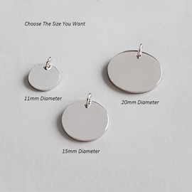 SILBERTALE 925 Sterling Silver Round Engravable Pendant Coin Stamping Blanks Disc Tags Plate Pendant for Necklace