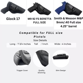 MADHOUSE IWB Leather Gun Holster for Springfield XDM 4.5" 9mm 40 S&W 45 ACP  Full Size