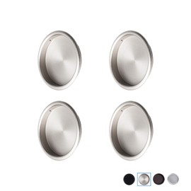 Enconker 4 Pack Closet Door Finger Pull 2-1/8”, Sliding Closet Door Hardware Bypass, Brushed Nickel Cabinet Pulls, Easy Snap-in Installation Fits 5/16”Depth x 2-1/8" Diameter Opening Hole