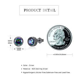 Black Earrings for Men 925 Sterling Silver Hypoallergenic Punk Gothic Stud Earrings Black Jewellery Gifts for Women, Sterling Silver, Alexandrite