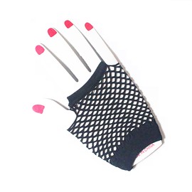 Lansonee 1 Pair Fishnet Gloves Fishnet Gloves Party Dress Skirt for Women and Girls-Black