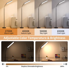FRIDEKO HOME Floor Lamps for Living Room, 1800LM 4 CCT Gooseneck Reading Light with Remote & Touch Control, Adjustable Bright LED Standing Lamp for Painting Over Chair Crafts Bedroom Office, Black