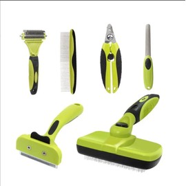 6-in-1 Pet Grooming Brush Set – Self-Cleaning Slicker Brush for Dogs & Cats, Deshedding & Dematting Tool for Long & Short Hair, Removes Loose Fur & Tangles with One Button