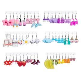 30 Pairs Weird Earrings for Women Multipack, Cute Earrings Set Earring Funny Earring Gummy Bear Earrings Mushroom Earrings Bulk