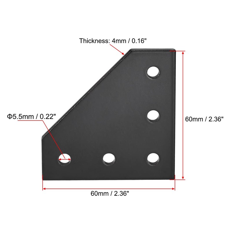sourcing map L Shape Outside Joining Plate, 60mm x 60mm