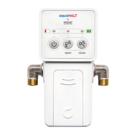 aquaHALT Smart Home Water Toilet Leak Detector Alarm and Automatic Shut Off Valve - Water Sensor Alarm Shut Off Tool - Easy Installation - Battery Operated - Protect Your Home from Water Damage